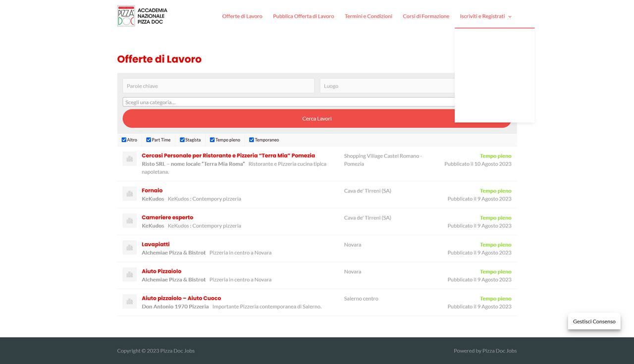 Pizza DOC Jobs - Setteweb.it Portfolio Sito Web WordPress 7Web-2023